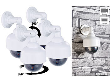 Kamera-Dummys außen: VisorTech 4er-Set Dome-Überwachungskamera-Attrappen, durchsichtige Kuppel