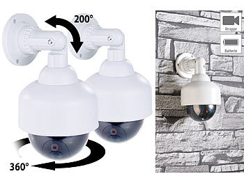 VisorTech 2er-Set Dome-Überwachungskamera-Attrappen, durchsichtige Kuppel