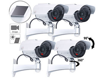 Kamera-Attrappe außen: VisorTech 4er-Set Überwachungskamera-Attrappen mit Signal-LED