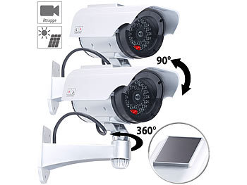 Kamera-Dummys außen: VisorTech 2er-Set Überwachungskamera-Attrappen mit Signal-LED