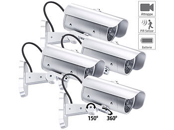 Gefälschte Kamera: VisorTech 4er-Set Überwachungskamera-Attrappen mit Bewegungssensor & Signal-LED
