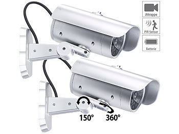 Security Cam Dummys: VisorTech 2er-Set Überwachungskamera-Attrappen, Bewegungssensor, Signal-LED