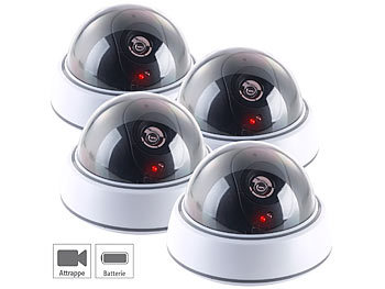 Kamera Dummy: VisorTech 4er-Set Dome-Überwachungskamera-Attrappen, durchsichtiger Kuppel, LED