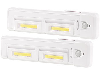 Lunartec Schrankleuchte Batterie: 2er Set Schrank Unterbau Lunartec Schrankinnenbeleuchtung: LED Schrank und