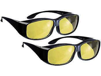 Brille gegen Blendung nachts: PEARL 2er-Set Überzieh-Nachtsichtbrillen "Night Vision" für Brillenträger