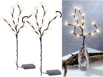 Lunartec 2er-Set LED-Lichterzweige mit 16 leuchtenden Blüten, batteriebetrieben