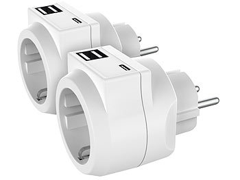 revolt Ultrakompaktes Steckdosen-USB-Netzteil, 2,1 A, 10,5 W, Ø 39 mm, weiß