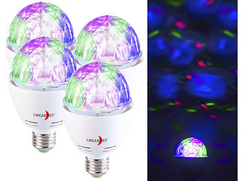 LED Farbwechsel: Lunartec 4er-Set rotierende Disco-Leuchten mit RGB-Farbeffekten, 3 W, E27