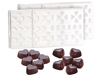 Schokolade Herzform: Rosenstein & Söhne 2er-Set 3D Schokoladen-Gussformen-Set Herzen