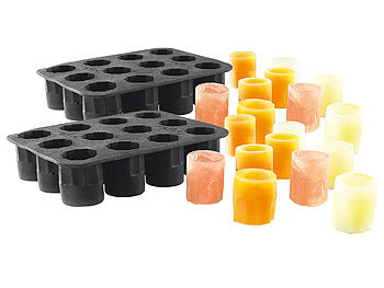 Glas-Eiswürfel: infactory Silikon-Formen für 24 Schnapsgläser aus Eis,  2 cl