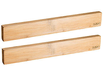 TokioKitchenWare 2er-Set originelle Messer-Magnetleisten aus echtem Bambus-Holz