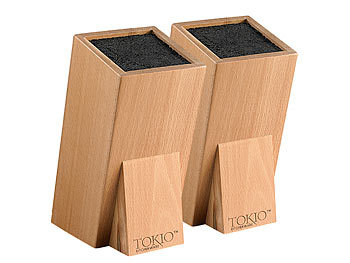 TokioKitchenWare 2er-Set Universal-Messerblöcke aus Holz mit Borsteneinsatz