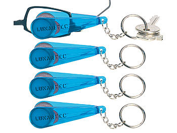 Brillenputzer: PEARL 4er-Set Brillen-Putz-Zangen mit Tüchern im Schlüsselanhänger