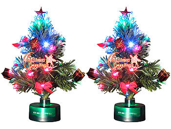 PEARL 2er-Set LED-Weihnachtsbäume mit Glasfaser-Farbwechslern