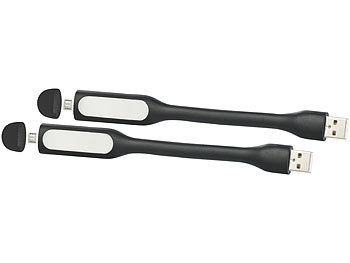 PEARL 2er-Set 2in1-USB-LED-Schwanenhals-Leuchten und Micro-USB-Kabel