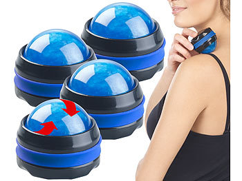 Massage Ball Roller: newgen medicals 4er-Set Massageroller für den ganzen Körper, mit 360°-Halterung, blau