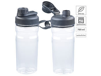 Trinkflasche Fahrrad: Speeron 2er-Set BPA-freie Sport-Trinkflaschen, 700 ml, auslaufsicher