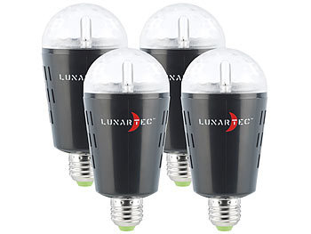 Party Lampe: Lunartec 4er-Set Disco-LED-Lampen mit Sternenfunkel-Effekt & Soundsensor, E27