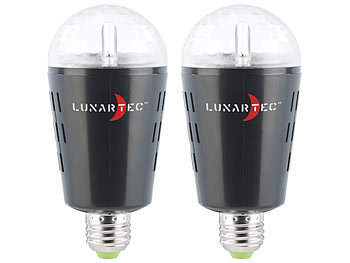 LED-Discolicht E27: Lunartec 2er-Set Disco-LED-Lampen mit Sternenfunkel-Effekt & Soundsensor, E27