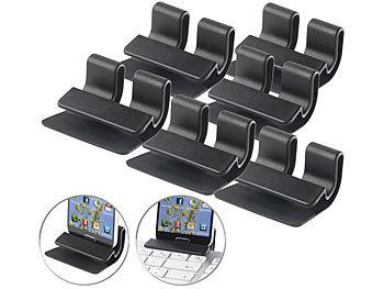 Handy-Halterungen für Tastaturen: PEARL 6er-Set Universelle Smartphone-Clip-Halterungen bis 2 cm Dicke