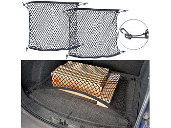 Auto-Netz Kofferraum: Lescars 2er Pack Universal-Kofferraum-Gepäcknetz, 70 x 70 cm, dehnbar