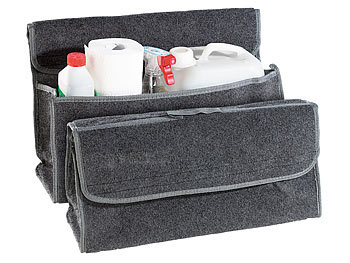 Auto Kofferraumtasche: Lescars 2er Pack Anti-Rutsch-Kofferraumtasche mit Klettbefestigung "Large"