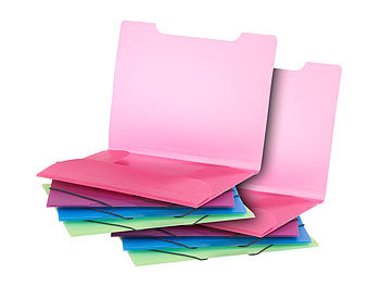 Dokumentenmappe: General Office 8er-Set Eckspanner-Einschlagmappen mit Gummizug, Kunststoff, 4 Farben