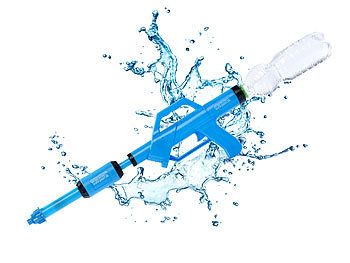 Wasserspritzpistole: PEARL Wasserpistole mit PET-Flaschen-Anschluss