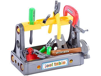Playtastic Werkzeugkoffer mit Mini-Werkbank, Höhe 36 cm, 39 Teile