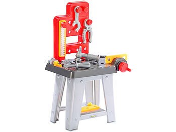 Werkbank Kinder: Playtastic Mini-Werkbank mit Werkzeugset, Höhe 60 cm, 30 Teile