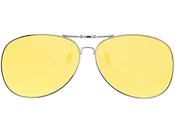 Brillenclips: PEARL Nachtsicht-Brillenclip im Pilotenbrillen-Design, polarisiert, UV400