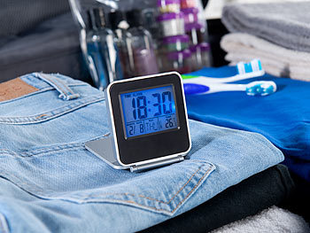 Sveglia Digitale Con Doppia Allarme, Termometro E Igrometro - Grande Display LCD Con Luminosità Regolabile, Funzione Snooze, Funzionamento A Batteria - Per Comodino, Camera Da Letto