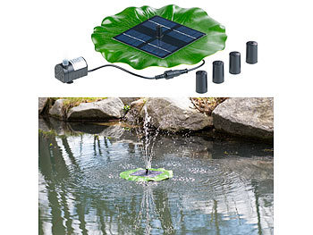 Schwimmender Solar-Teich-Springbrunnen mit Pumpe und 4 Düsen Royal Gardineer Solarbrunnen Solar Teichpumpen 