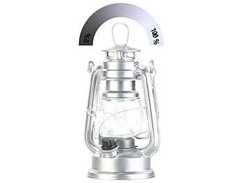 Lunartec Ultra helle Mini-LED-Sturmlampe, Batterie, 200lm, 3W, 8000 K, silbern