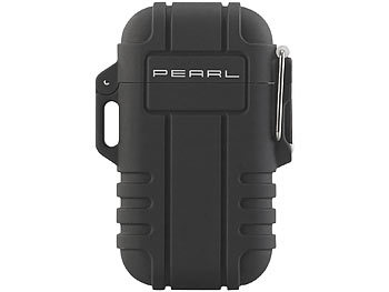 PEARL Elektronisches Feuerzeug mit doppeltem Lichtbogen, Akku, IP56, schwarz