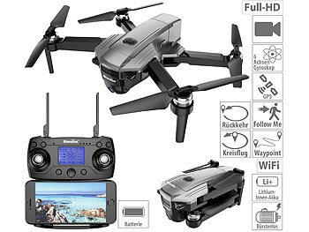 Simulus Faltbarer GPS-Quadrocopter mit Brushless-Motor, 4K-Cam, WLAN und App