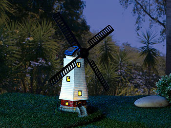 LED Windmühlen Solar Beleuchtung Windmühle Solarlicht Garten Deko Leuchte 