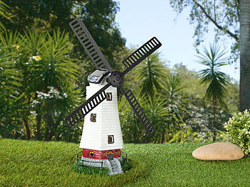 Solar Windmühle LED Licht Windrad Solarlicht Garten Leuchtturm Solarleuchte DE 