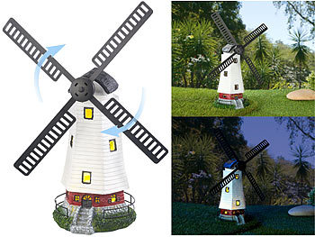 1,5m mit Beleuchtung Solar LED Garten Windmühle Windmühlen kugelgel 