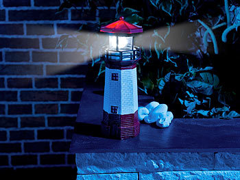 Outdoor-Dekoration Teich Solar Lichter Garten Außen LED Drehbarer Leuchtturm IP44 Wasserdichter JAWSEU Solar-Leuchtturm für Rasen Terrasse 