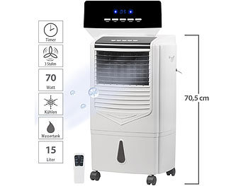 Kühlgerät: Sichler Verdunstungs-Luftkühler mit Oszillation und Timer, 15 Liter, 70 Watt