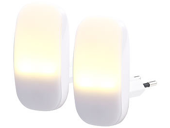 Lunartec 2 kompakte LED-Steckdosen-Nachtlichter, Dämmerungssensor, 1 lm, 0,25 W
