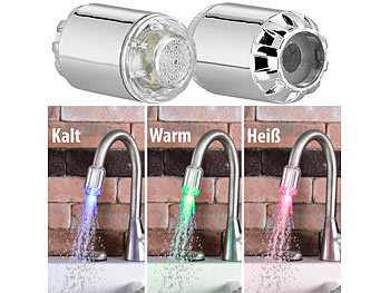 LED Wasserhahn Aufsatz Armatur Licht für Küche Bad Thermosensor 7 Farben S5U8 