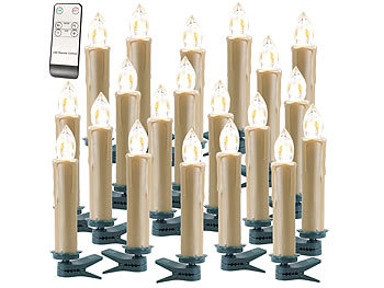 Lunartec FUNK-Weihnachtsbaum-LED-Kerzen,  FUNK-Fernbedienung, 20er-Set, golden