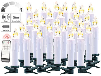 Funkkerzen: Lunartec FUNK-Weihnachtsbaum-LED-Kerzen mit  FUNK-Fernbedienung, 30er-Set, weiß