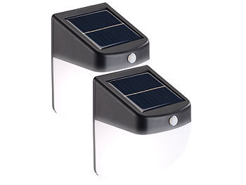 Lunartec 2er-Set LED-Solar-Wandleuchten mit PIR-Bewegungsmelder, 30 Lumen, 1 W