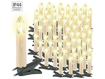 Kerzenlichterkette: Lunartec 3er-Set LED-Weihnachtsbaum-Lichterketten, je 20 LED-Kerzen, IP44