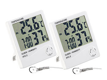außen-Thermometer Digital: PEARL 2er-Set Digitale Thermometer & Hygrometer mit Außensensoren