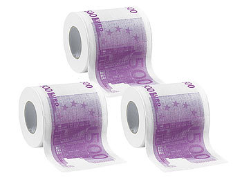 infactory 3er-Set Toilettenpapier mit aufgedruckten 500-Euro-Noten, 2-lagig