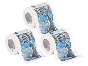 Spaßpapier für Gäste-WC: infactory 3 Rollen Retro-Toilettenpapier "100 D-Mark"